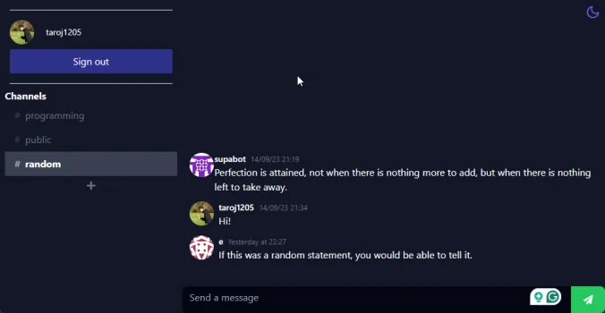 This is a feature-rich chat app made with Next.js and Supabase.